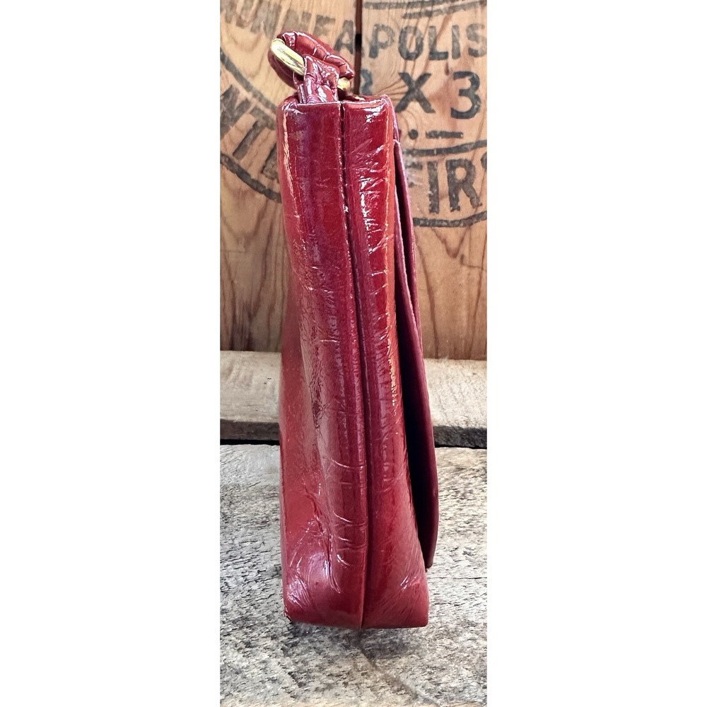 Big Buddha Wristlet Clutch Purse Formal Shiny Patent Red Leather - Picture 3 of 6